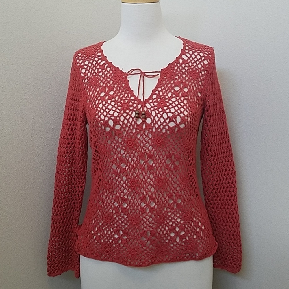 Ana Red Crochet Boho Top